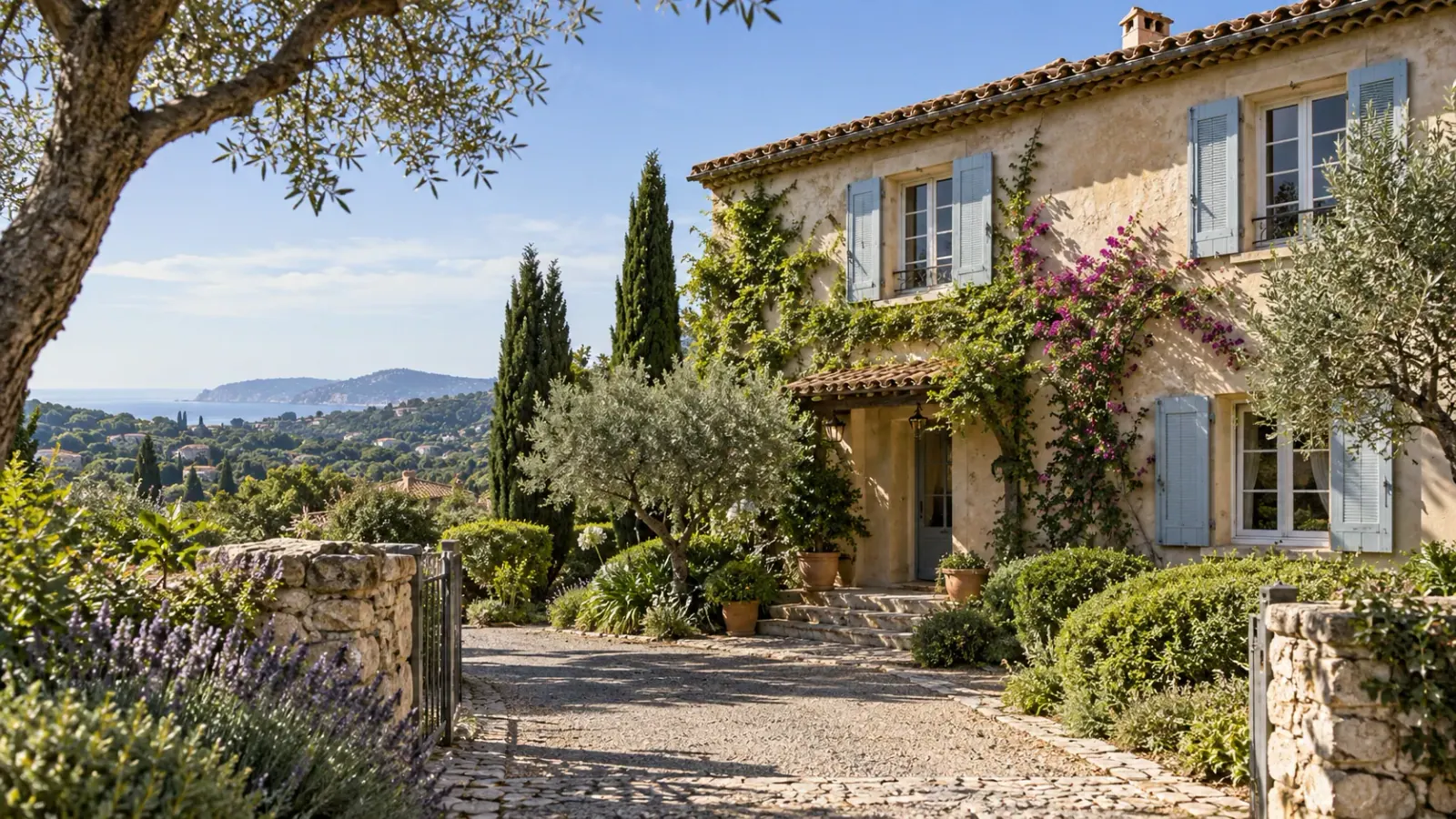 Maison familiale de style provençal entourée d’un jardin méditerranéen sur la Côte d’Azur